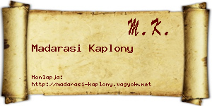 Madarasi Kaplony névjegykártya